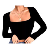 Croped Camisa Decote Quadradinho