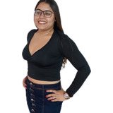 Croped Camisa Frente Transpassado