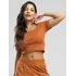 Croped Canelado Básico Deconte Quadrado Moda Casual Feminina