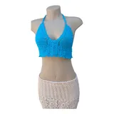 Croped Croche Azul Turquesa