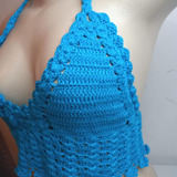Croped Croche Azul Turquesa