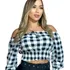 Croped Feminino Xadrez Camisa Ciganinha Festa 