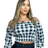 Croped Feminino Xadrez Camisa