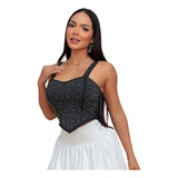 Cropped Alcinha Decote Corpete