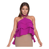 Cropped Babado Blusa Bata