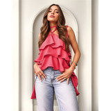 Cropped Babado Blusa Bata