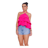 Cropped Babado Blusa Bata