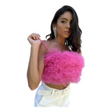 Cropped Babados Tule Carnaval