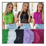Cropped Blusa Feminina Manga