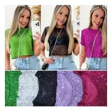 Cropped Blusa Feminina Manga