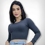 Cropped Blusa Feminina Manga