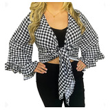 Cropped Blusa Feminina Xadrez