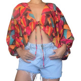 Cropped Blusa Manga Larga