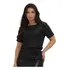 Cropped Blusa T-shirt Feminina Manga Curta Paetê Brilhante