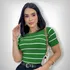 Cropped Blusa Tricot Modal Manga Curta Listrada Social Top