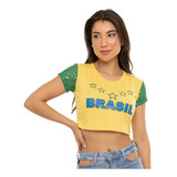 Cropped Blusinha Estampado Brasil