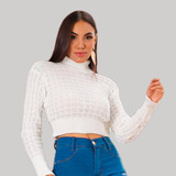 Cropped Blusinha Tricot Quadradinho