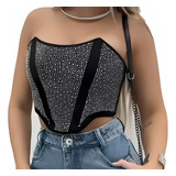 Cropped Brilho Corselet Acinturado