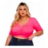 Cropped C Decote Franzido Plus Size Blusa Feminina Blogueira