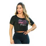 Cropped Camiseta Feminina Com Manguinhas E Estampa Envio 24h