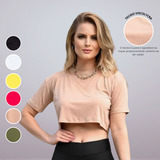 Cropped Camiseta Soltinho Tshirt Feminino Moda Básico Casual