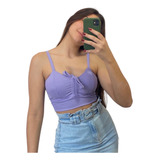 Cropped Canelado Franzido No