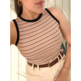 Cropped Canelado Gola Redonda