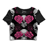 Cropped Caveira Floral Pink
