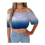 Cropped Ciganinha Estampado Degrade