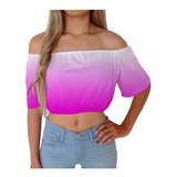 Cropped Ciganinha Estampado Degrade
