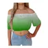 Cropped Ciganinha Estampado Degrade Verde Com Bojo M3