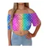 Cropped Ciganinha Estampado Escamas Sereia Com Bojo M1