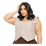 Cropped Colete Jeans Plus