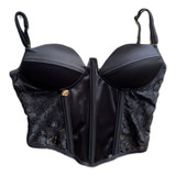 Cropped Corselet Acetinado Decotado