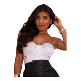 Cropped Corselet Cetim Renda