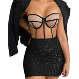Cropped Corselet Corset Tule