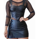 Cropped Corselet Couro Fake