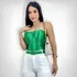 Cropped Corset Feminino Bico Acetinado Luxo Amarração Top