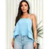 Cropped Crepe Blusa Feminina Alcinha Duplo Babado