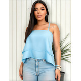 Cropped Crepe Blusa Feminina