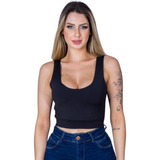 Cropped Cropet Alça Grossa Decote Blusa Cropped Cropped Reto