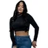 Cropped Dark Feminino Manga Longa Gola Alta Suplex Básico