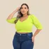 Cropped Decote Franzido Plus Size Blusa Feminina Blogueira