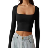 Cropped Decote Quadrado Manga