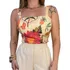 Cropped Feminino Alça Media Com Lastex Atrás Estampado