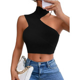 Cropped Feminino Assimetrico Ombro