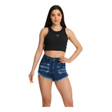 Cropped Feminino Com Aplique