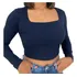 Cropped Feminino Com Manga Longa E Decote Quadrado Estiloso