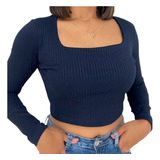 Cropped Feminino Com Manga