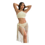Cropped Feminino Croche Bordado
